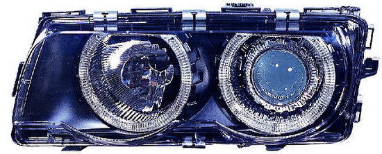 БМВ Е38 фара + указатель поворота левый + правый Комплект Ксенон с -D1S- с блоком управления ксеноном -Philips с регулировочным мотором тюнинг линзованная с 2 светящимися ободками черный