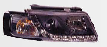 Фольксваген Пассат Б5 фара левая и правая Комплект тюнинг линзованная Devil Eyes , литой указатель поворота Sonar внутри черная