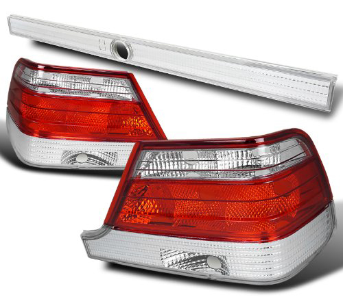 Мерседес W140 фонарь задний внешний левый и правый Комплект с центр молдинг тюнинг хрусталь белый-красный