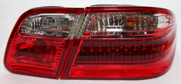 Мерседес W210 фонарь задний внешний +внутренний  левый+ правыйКомплект тюнинг Седан прозрачный с диодными габаритами , стоп сигнал Eagle Eyes