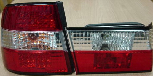 БМВ Е34 фонарь задний внешний +внутренний  левый+ правыйКомплект Седан тюнинг прозрачный с диодным стоп сигналом хрусталь красный-белый