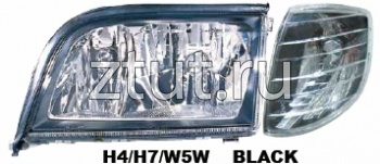 Мерседес W140 фара левая и правая Комплект тюнинг прозрачный хрусталь + указатель поворота внутри черная