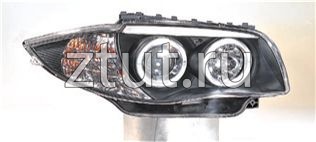 БМВ Е87 фара левая и правая Комплект тюнинг линзованная с 2 светящимися ободками Sonar внутри черная