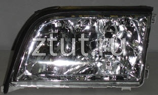 Мерседес W140 фара левая тюнинг прозрачный хрусталь внутри хром