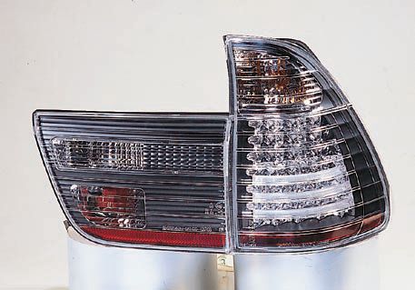 БМВ Е53 Х5 фонарь задний внешний +внутренний  левый+ правыйКомплект тюнинг прозрачный с диод Sonar внутри черная-хром