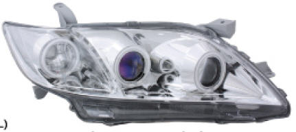 Toyota Camry фара Л+П (комплект) тюнинг 4 линзованный со светящимися ободками (Eagle eyes) внутри хром