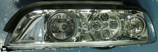 БМВ Е39 фара левая и правая Комплект тюнинг со светящимся ободком с диод ближнего света с белым указателем поворота внутри хром