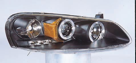 Dodge (Додж) Stratus {+Sebring Sedan/Кабрио 2001-2002} Фара Л+П (Комплект) Тюнинг Линзован С 2 Светящ Ободк (Sonar) Внутринея Черная